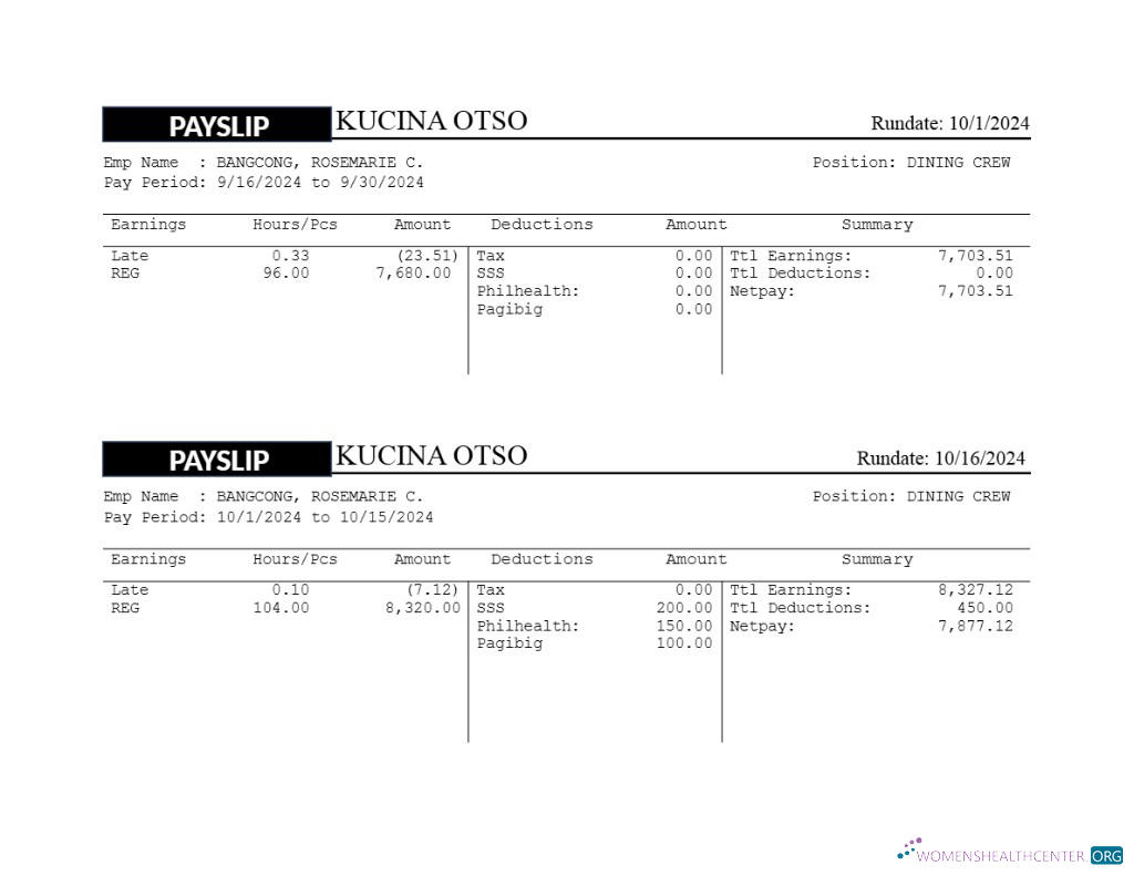 Download Kusina Otso restaurant payslip template in Word and PDF formats.pdf, 1 Photoshop template